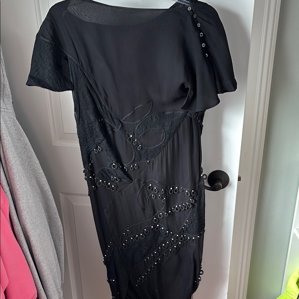 Vintage Chloe Black Sequin Asymmetrical Sheath Dress